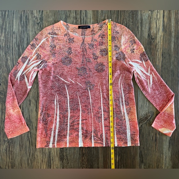 Project Womens L/S Shirt Blouse No Size See Measurements Orange White Floral Y2K - Picture 3 of 8